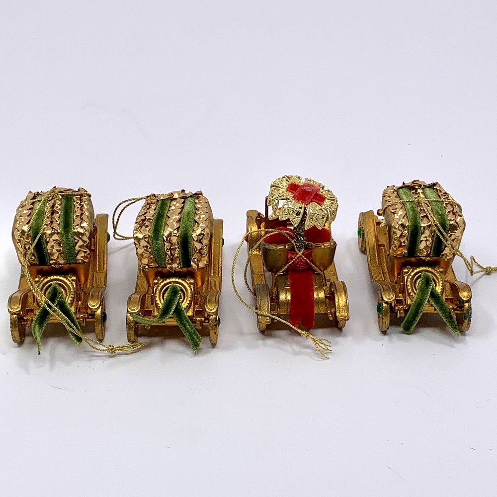 Lot 4 Vintage Koestel Maxwell & Renault Golden Jeweled Car Ornaments W Germany - Picture 11 of 13
